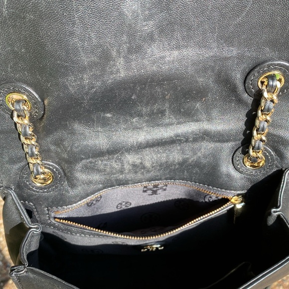 TORY BURCH Savannah Convertible Shoulder Bag - Black with Gold Chain - Picture 9 of 16
